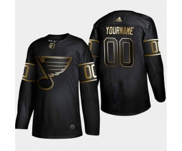 Men's St. Louis Blues Customized Black Gold Adidas Jersey