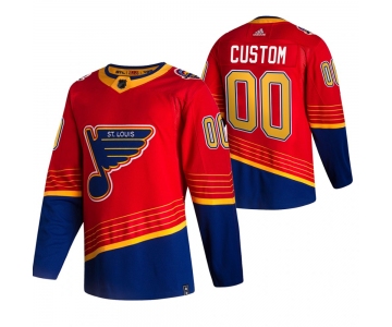 St. Louis Blues Custom Red Men's Adidas 2020-21 Reverse Retro Alternate NHL Jersey