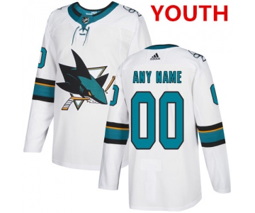Youth Adidas San Jose Sharks NHL Authentic White Customized Jersey