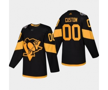 Men's Custom Pittsburgh Penguins Coors Light 2019 Stadium Series Black Authentic Jersey