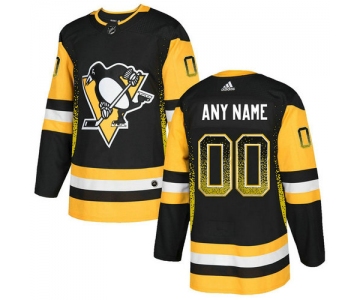 Men's Pittsburgh Penguins Black Customized Drift Fashion Adidas Jersey