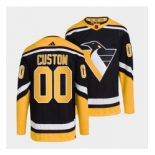 Men's Pittsburgh Penguins Custom Black 2022 Reverse Retro Stitched Jersey