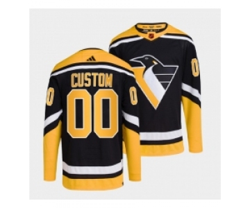 Men's Pittsburgh Penguins Custom Black 2022 Reverse Retro Stitched Jersey