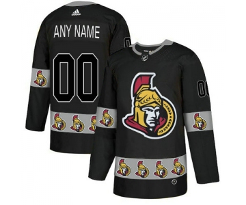 Men's Ottawa Senators Custom Black Team Logos Fashion Adidas Jersey