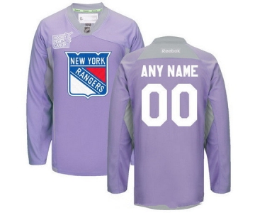 Men's New York Rangers Purple Pink Custom Reebok Hockey Fights Cancer Practice Jersey