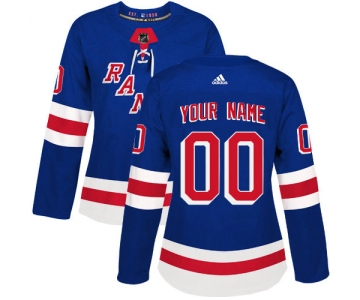 Women's Adidas New York Rangers Customized Authentic Royal Blue Home NHL Jersey