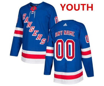 Youth Adidas New York Rangers Customized Authentic Royal Blue Home NHL Jersey