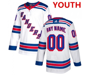 Youth Adidas New York Rangers NHL Authentic White Customized Jersey