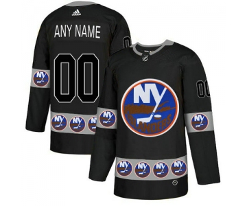 Men's New York Islanders Custom Black Team Logos Fashion Adidas Jersey