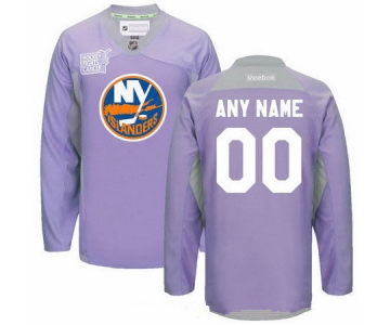 Men's New York Islanders Purple Pink Custom Reebok Hockey Fights Cancer Practice Jersey