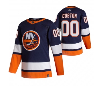 New York Islanders Custom Navy Blue Men's Adidas 2020-21 Reverse Retro Alternate NHL Jersey