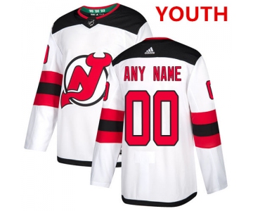 Youth Adidas New Jersey Devils NHL Authentic White Customized Jersey