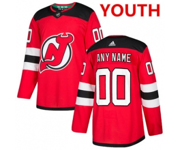 Youth New Jersey Devils Red Home Authentic Stitched 2017-2018 Adidas Custom NHL Jersey