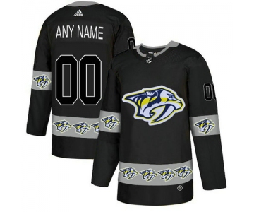 Men's Nashville Predators Custom Black Team Logos Fashion Adidas Jersey