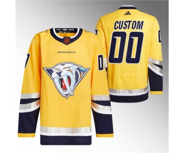 Men's Nashville Predators Custom Gold 2022-23 Reverse Retro Stitched Jersey