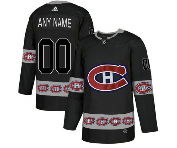 Men's Montreal Canadiens Custom Black Team Logos Fashion Adidas Jersey