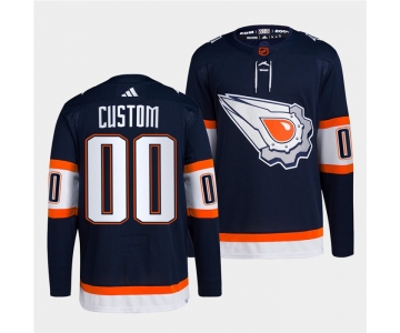 Men's Edmonton Oilers Custom Navy 2022-23 Reverse Retro Stitched Jersey