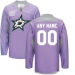 Men's Dallas Stars Purple Pink Custom Reebok Hockey Fights Cancer Practice Jersey