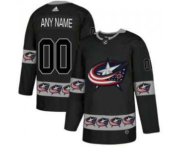 Men's Columbus Blue Jackets Custom Black Team Logos Fashion Adidas Jersey