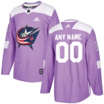 Men's Columbus Blue Jackets Purple Pink Custom Adidas Hockey Fights Cancer Practice Jersey