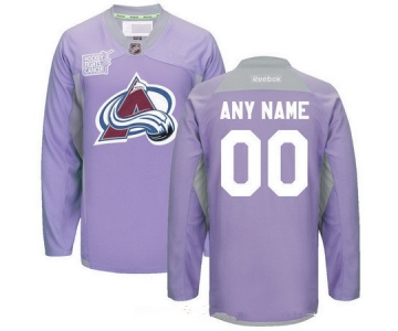 Men's Colorado Avalanche Purple Pink Custom Reebok Hockey Fights Cancer Practice Jersey