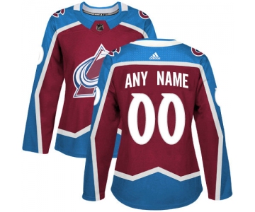Women's Adidas Colorado Avalanche Customized Authentic Burgundy Red Home NHL Jersey