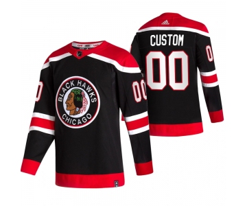 Chicago Blackhawks Custom Black Men's Adidas 2020-21 Reverse Retro Alternate NHL Jersey