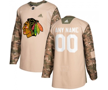 Men's Chicago Blackhawks Camo Adidas Veterans Day Custom Practice Jersey