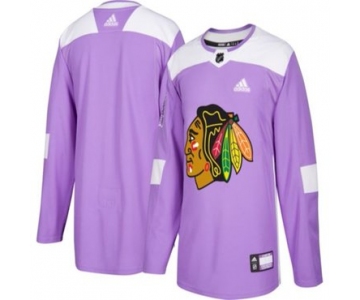 Men's Chicago Blackhawks Purple Pink Custom Adidas Hockey Fights Cancer Practice Jersey