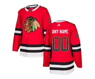 Men's Chicago Blackhawks Red Customized Drift Fashion Adidas Jersey