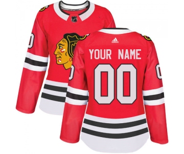 Women's Adidas Chicago Blackhawks Customized Authentic Red Home NHL Jersey