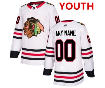 Youth Adidas Chicago Blackhawks NHL Authentic White Customized Jersey