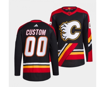 Men's Calgary Flames Custom Black 2022-23 Reverse Retro Stitched Jersey