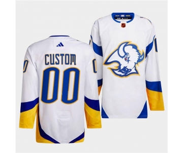 Men's Buffalo Sabres Custom White 2022-23 Reverse Retro Stitched Jersey