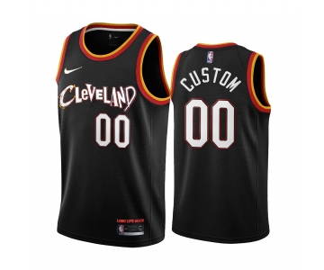 Men's Nike Cavaliers Custom Personalized Swingman Black NBA 2020-21 City Edition Jersey