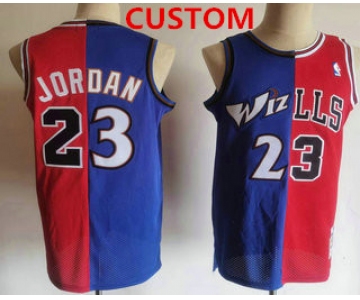 Men's Chicago Bulls Custom Blue Red Two Tone Stitched Hardwood Classic Swingman Jerseys