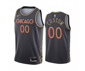 Men's Nike Bulls Custom Personalized Swingman Black NBA 2020-21 City Edition Jersey