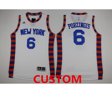 Men's New York Knicks Custom Revolution 30 Swingman 2015-16 White Jersey