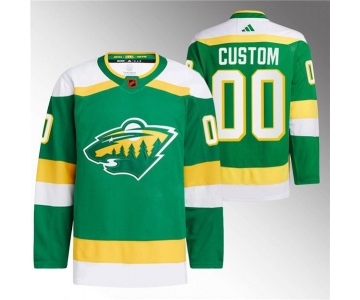 Men's Minnesota Wild Custom Green 2022-23 Reverse Retro Stitched Jersey