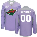 Men's Minnesota Wild Purple Pink Custom Reebok Hockey Fights Cancer Practice Jersey