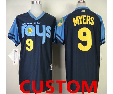 Custom Tampa Bay Rays 1970's Turn Back The Clock Navy Blue Jersey