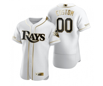 Men's Tampa Bay Rays Custom Nike White Stitched MLB Flex Base Golden Edition Jersey