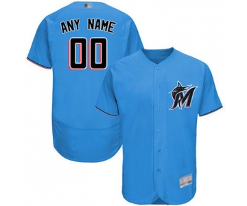 Men's Customized Authentic Jersey Blue Baseball Alternate Miami Marlins Flex Base