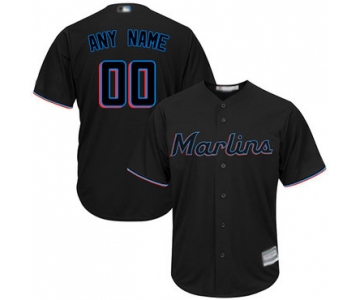 Men's Customized Replica Jersey Black Baseball Alternate Miami Marlins Cool Base