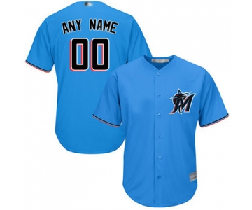 Men's Customized Replica Jersey Blue Baseball Alternate Miami Marlins Cool Base