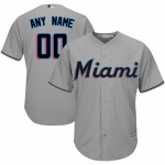 Men's Customized Replica Jersey Grey Baseball Road Miami Marlins Cool Base