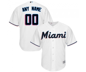 Men's Customized Replica Jersey White Baseball Home Miami Marlins Cool Base