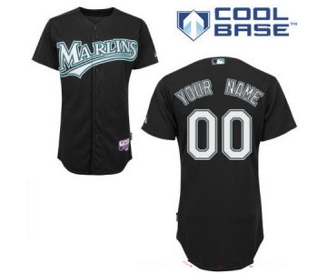 Men's Florida Marlins Black Alternate Majestic Old Cool Base Custom Baseball Jersey