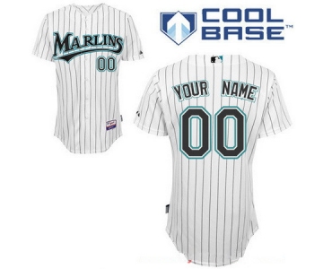 Men's Florida Marlins White Home Majestic Old Cool Base Custom Baseball Jersey