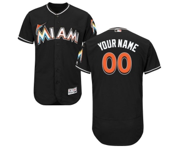 Mens Miami Marlins Black Customized Flexbase Majestic MLB Collection Jersey